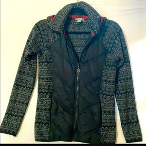 SKYR Vintage Nordic Snowflake Wool Blend Coat w/Removable Hood Womens Sz SMALL